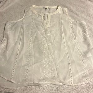 Ladies, Maurice’s, white sleeveless blouse, size Large
